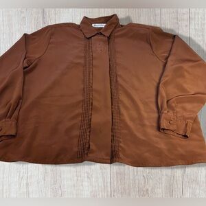 Yves St. Clair Vintage Rich Brown Button Up Satin Top Women’s XL Old  Money